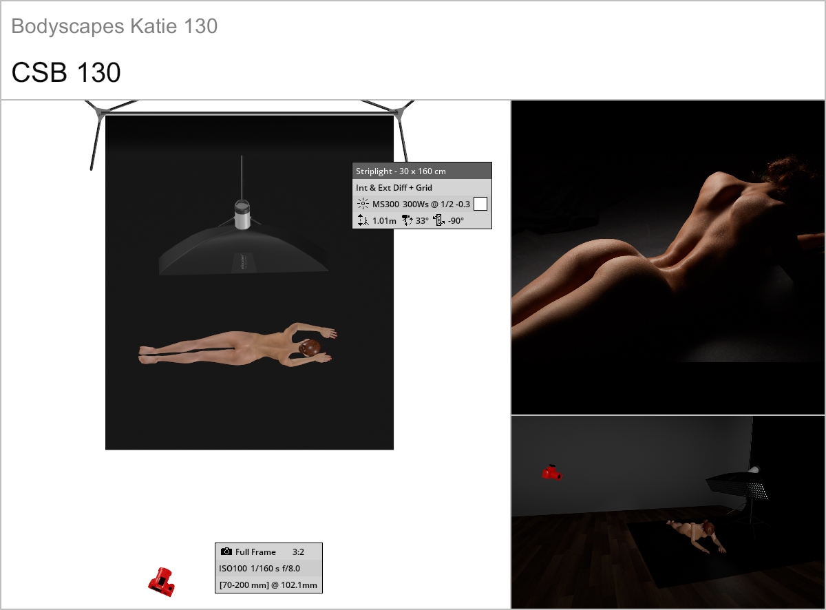 Lighting diagram depicting a possible setup of a bodyscape photograph