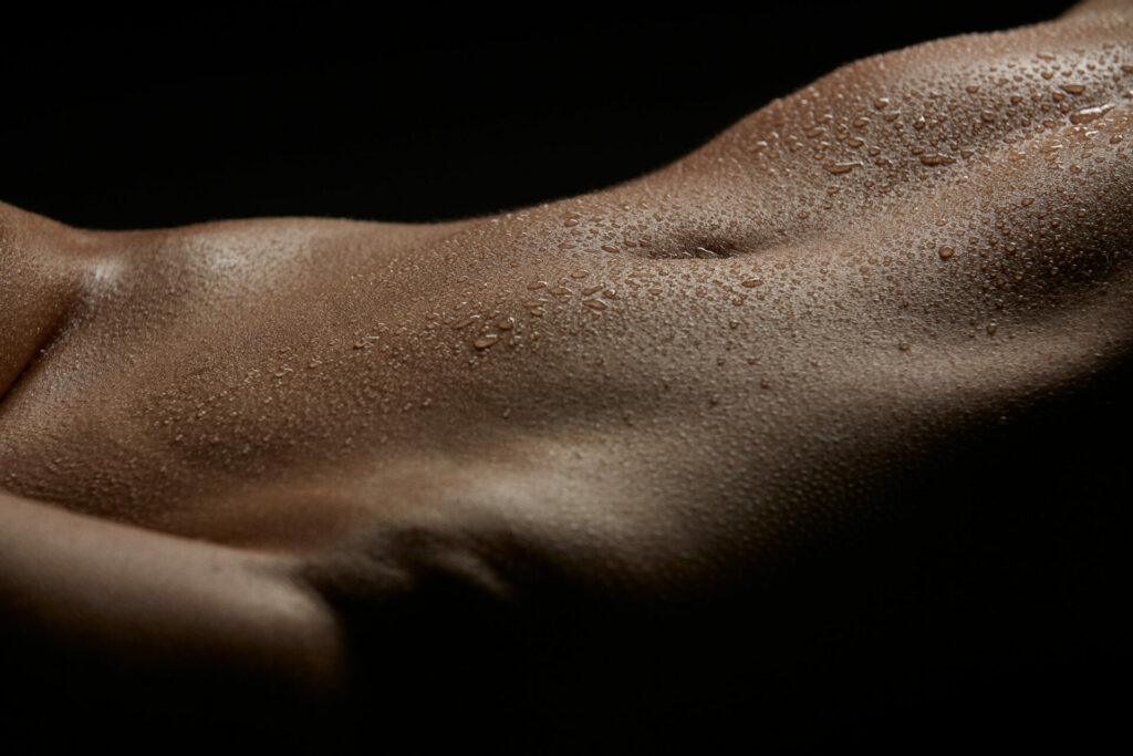 Bodyscape photo with water droplets